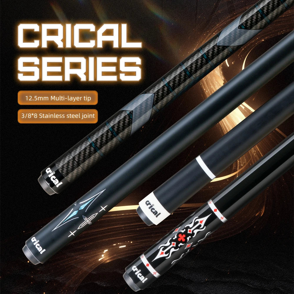 CRICAL Carbon Fiber Pool Cue Stick Billiard Cue Sticks Professional Low Deflection Pool Sticks With 12.5mm Tip and Radial Joint