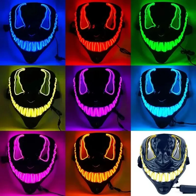 2024 Halloween Neon VenomMask European and American Movies Horror Funny Full Face LED Mask Color Cosplay Costume Supplies