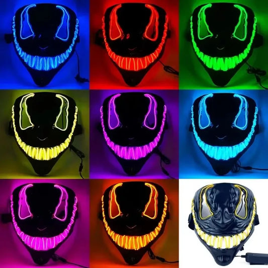 2024 Halloween Neon VenomMask European and American Movies Horror Funny Full Face LED Mask Color Cosplay Costume Supplies