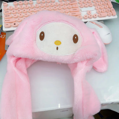 Sanrio Winter Hat Kawaii Cinnamo Roll Hat Ears Move Cartoon My Melody Children Cap Warm Sweet Student Winter Warm Hat Girls Gift