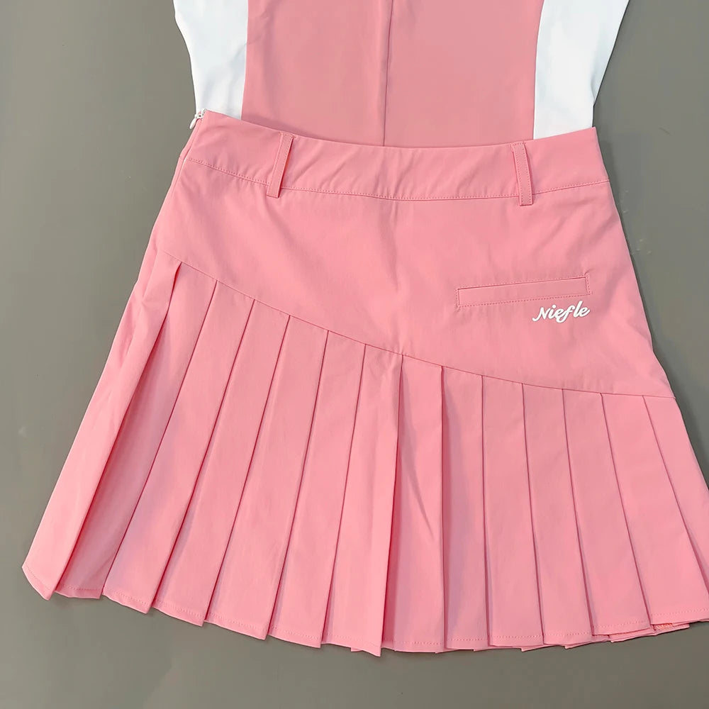 Women's Golf Wear Summer Short-Sleeved T-Shirt Fashion Elastic Slim-Fit Perspiration Breathable High Quality Outdoor Sports Suit