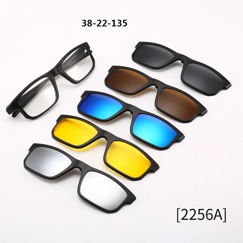 6 in 1 Custom Men Women Polarized Optical Magnetic Sunglasse Magnet Clip on Sunglasses Polarization Clip on Sun Glasses Frame