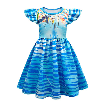 Avatar Cosplay 3D Dress Girl Kids Avataring 2 Cosplay Costume Halloween Party Dress Up Clothes Masks  Fashionable Trend Dress