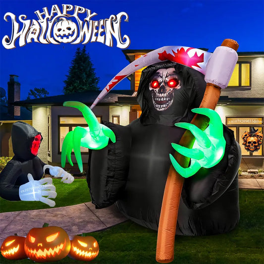 Halloween Inflatables Death God Outdoor Decorations Scary Red Eye Ghost With Built-In LEDs for Yard Garden Lawn Party Decor Prop