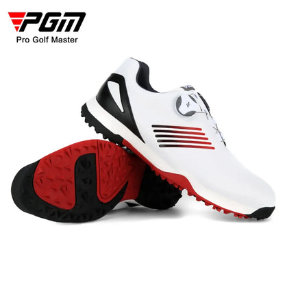PGM Golf Shoes Mens Comfortable Knob Buckle Golf Men'S Shoes Waterproof Genuine Leather Sneakers Spikes Nail Non-Slip XZ152