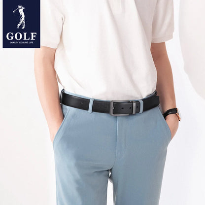GOLF Men's Genuine Leather Needle Buckle Youth Belt, Simple and Casual, Trendy Top Layer Cowhide Pants With Men's Belt, Business