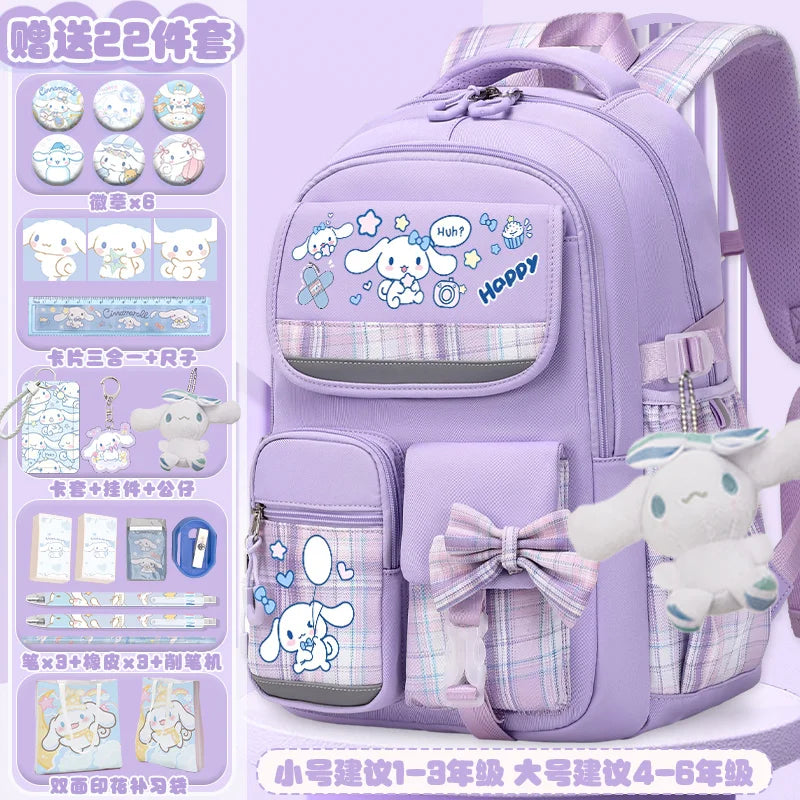 Sanrio Cinnamon Dog Cute Fashion Print School Bag for Primary School Students, Stylish Children's Back-To-School Backpack