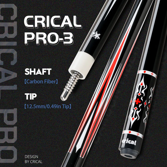 CRICAL Fiber Pool Cue Stick CRICAL 58" Billiard Cue Sticks Professional Low Deflection With 3/8 * 8 Pin Joint Billard Cues