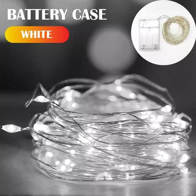 5 Colors LED Outdoor Light String Fairy Garland Battery Power Copper Wire Lights for Christmas Festoon Party Wedding