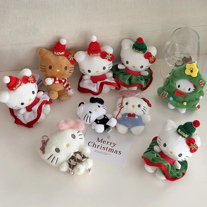 Halloween Christmas Decoration Dolls My Melody Kuromi Cinnamoroll Kt Cat Plush Toy Small Pendant Stuffed Animals Keychains Gifts