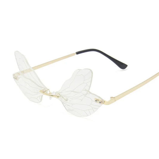 Colorful Dragonfly Rimless Sunglasses Woman Brand Designer Luxury Sun Glasses Female Party Personality Fashion Oculos De Sol