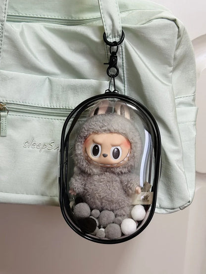 V1 V2 Labubu Protective Cover Cotton Doll Sitting Bag Transparent Doll 17cm Dustproof Hanging Plush Doll Dust Drying Doll Bag