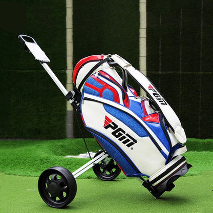 Professional Golf Bag Trolley Cart Portable 2 Wheel Foldable Aluminum Alloy Wear Resistant Golf Cart Course Use Trolley Cart
