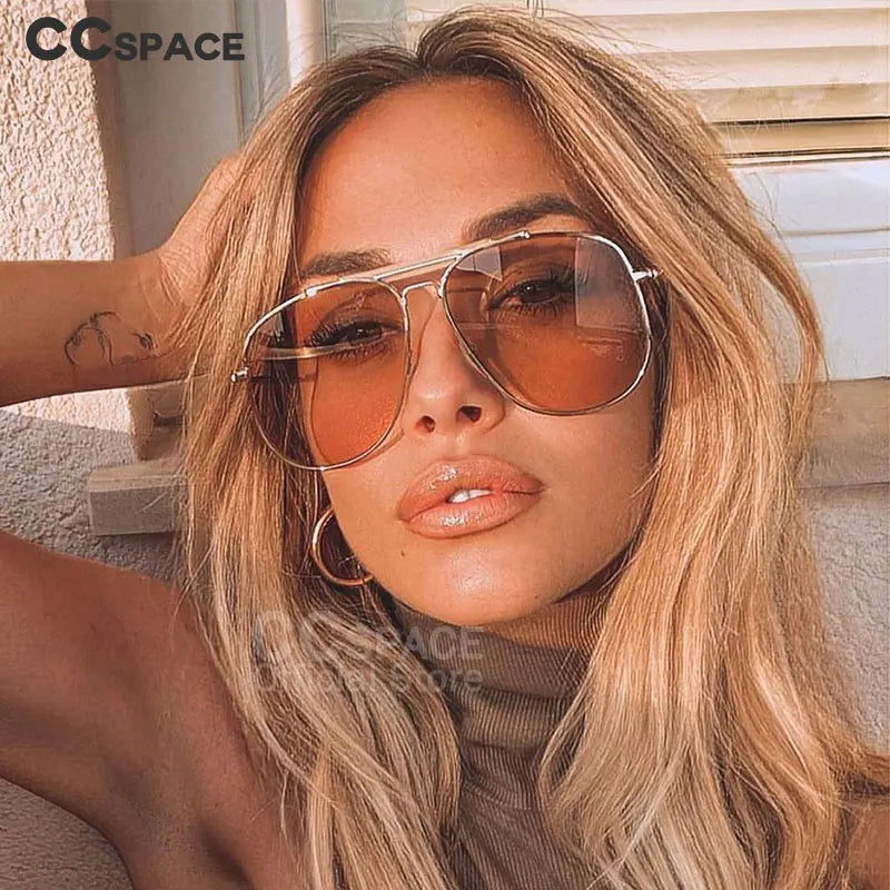 46224 Vintage Metal Frame Pilot Sunglasses Women Fashion Uv400 Glasses Men Anti Glare Sunglasses