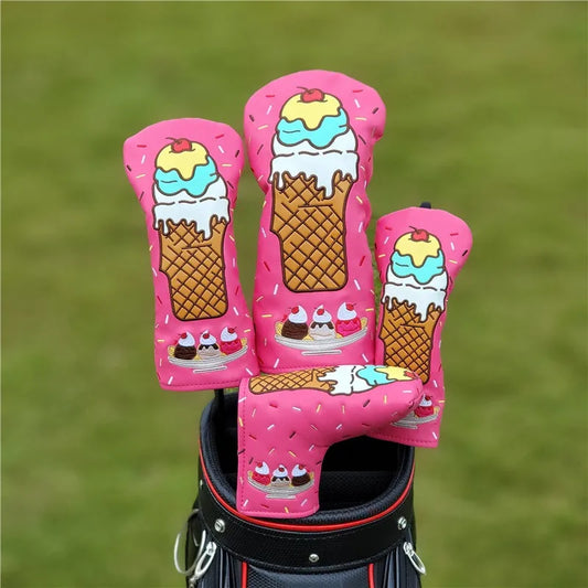 Ice Cream Design Golf Club #1 #3 #5 Wood Headcovers Driver Fairway Woods Cover PU Leather Head Covers