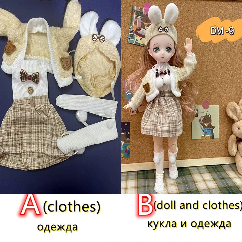 Fashion 30cm BJD Doll Anime Face Two-Dimensional Princess Doll (B) or Dress Up Clothes (A) Accessories Kids Girls Doll Toy Gift