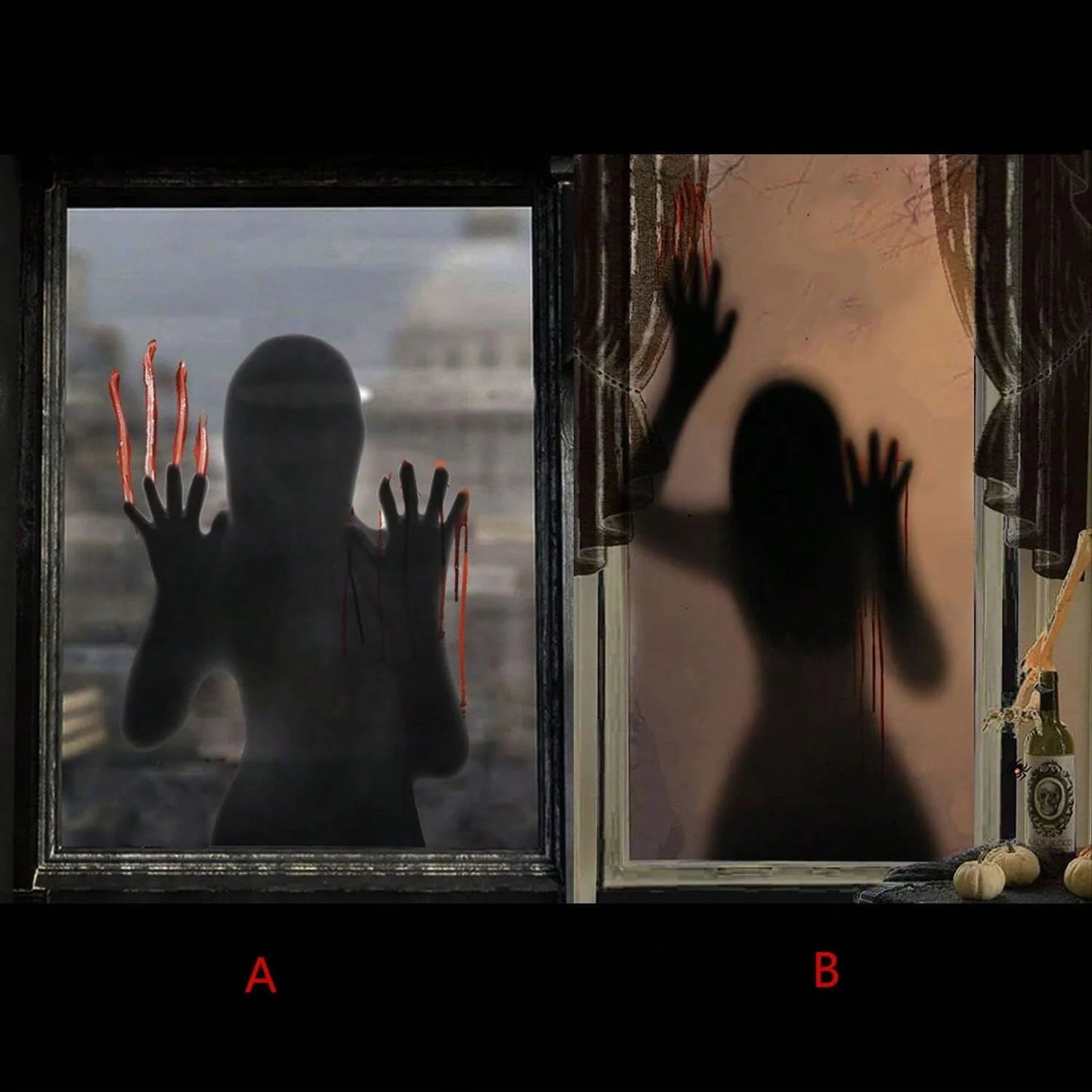 1pc Halloween Horror Female Ghost Blood Hand Wall Stickers for Halloween Party Glass Window DIY Backdrop Decorative Wall Sticker