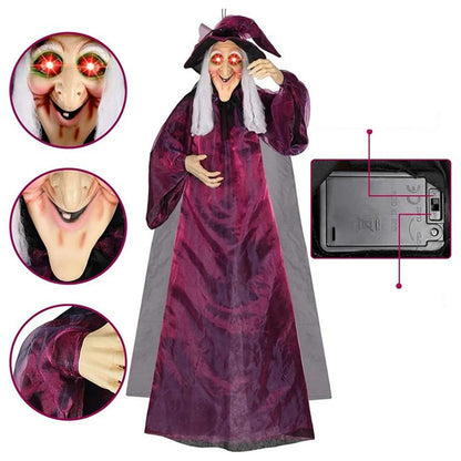 Halloween Witch Ghost Voice Control Pendant Glowing Prank Props Electric Toys Holiday Bar House Horror Ambiance Decoration