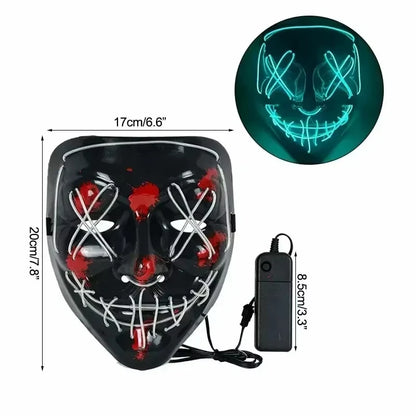 New 2025 Hot Wireless Halloween Neon Led Purge Masquerade Carnival Party Masks Light Luminous in the Dark Cosplay