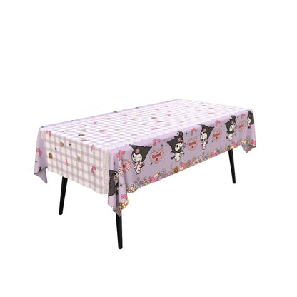 Sanrio Birthday Party Tablecloth Oil-Proof Waterproof Atmosphere Sense Cartoon Kuromi Disposable Tablecloth Decoration