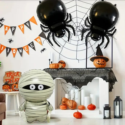 3pcs Mummy Spider Halloween Foil Balloons, Suitable for Halloween Parties, Scary Mummy Horror Spider Theme Decoration Supplies