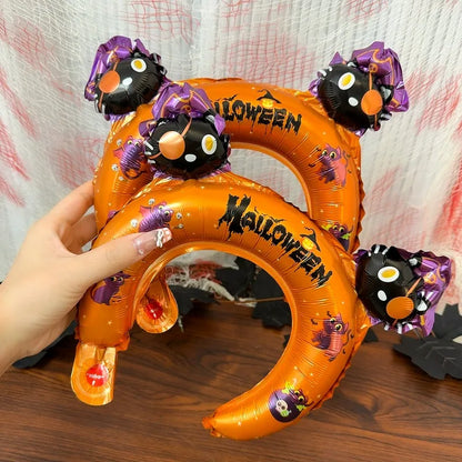5/50pcs Halloween Handheld Stick Balloons Headband Wrist Foil Balloon for Halloween Day Party Decoration Kids Adults Photo Props