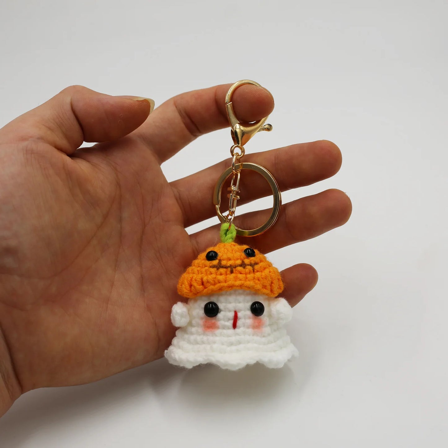 Halloween Home Decoration Handmade Knitted Witch Ghost Doll Ornament  Cute Pumpkin Ghost Keychain for Bag Pendant Christmas Gift