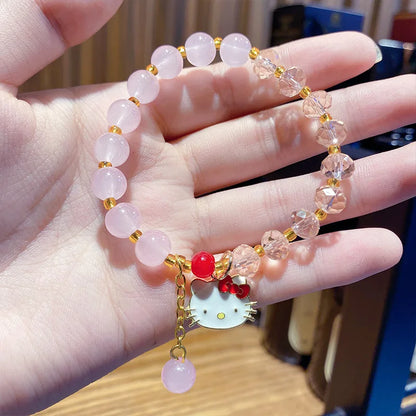 Sanrio Hello Kitty Beads Bracelets Bangle Cinnamoroll Kuromi Accessories Hello Kitty Things Bangle Sweet Y2K Kawaii Melody Gifts