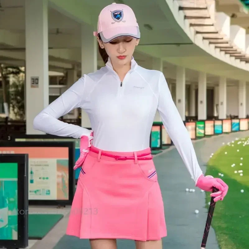 TTYGJ Women Pleated Golf Skirt High Waist Slim Tennis Skirt Breathable Outdoors Running Fitness Skorts  Built Safety Shorts