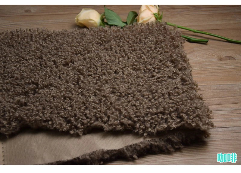 Purple 2cm Long Hair Imitation Beach Wool Small Curly Lamb Volume Plush Garment Fur Fabric Newborn Baby Photography Props