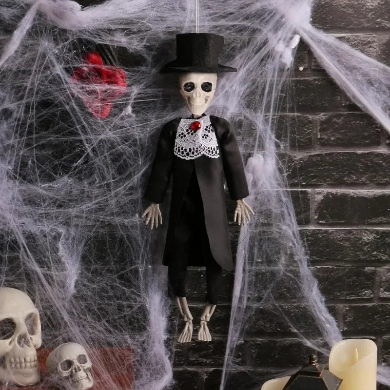 1-4pcs Halloween Skeleton Bride and Groom Hanging Decoration for Creepy Chamber Haunted House Outdoor Yard Party Props