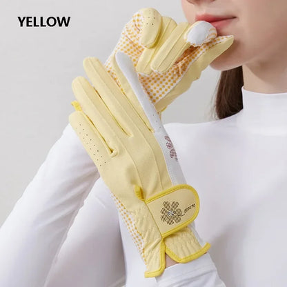 Golfist 1 Pair Ladies Left Right Hand Golf Gloves Women Anti-Slip Granules Golf Mittens Korean Style Breathable Elegant Gloves