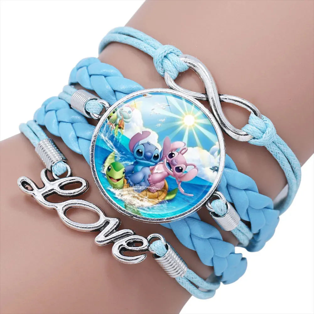 Disney Stitch Bracelet Cartoon Lilo & Stitch Anime Figures Print Cute Wristand Present Kids Toys Girls Christmas Party Gift Toy