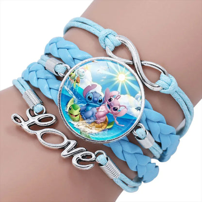 Disney Stitch Bracelet Cartoon Lilo & Stitch Anime Figures Print Cute Wristand Present Kids Toys Girls Christmas Party Gift Toy