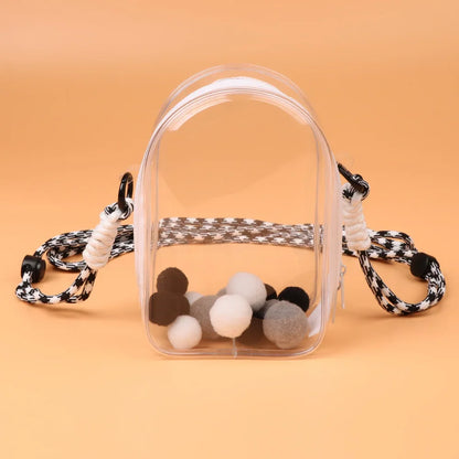 For 15cm Labubu V2 Sitting Party Cotton Doll Crossbody Pain Bag Pvc Storage Bag Hairball Dolls Display Bag (No Dolls)