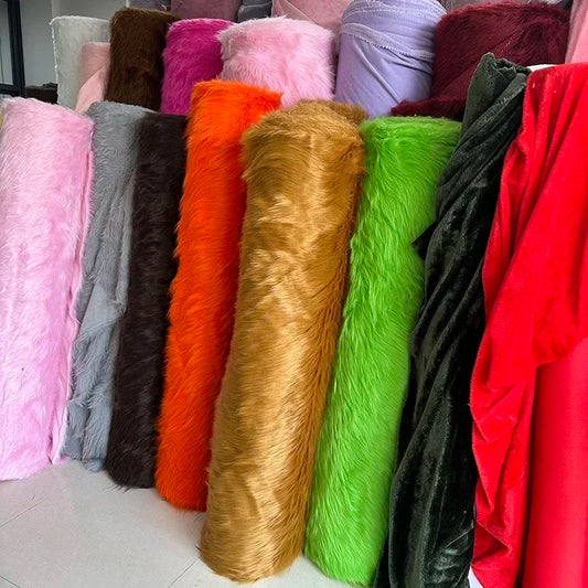 Soft Long Hair Plush Fabric Faux Fur by the Meters for Toy Upholstery Cosplay Diy Sewing Cloth Black Blue Purple  Gray Beige Red