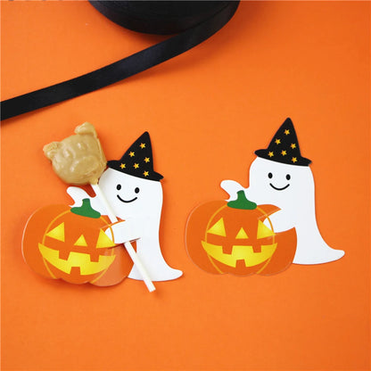 50Pcs Halloween Candy Box Lollipop Packing Card Pumpkin Ghost Card For Diy Halloween Party Decoration Favors Halloween 2024