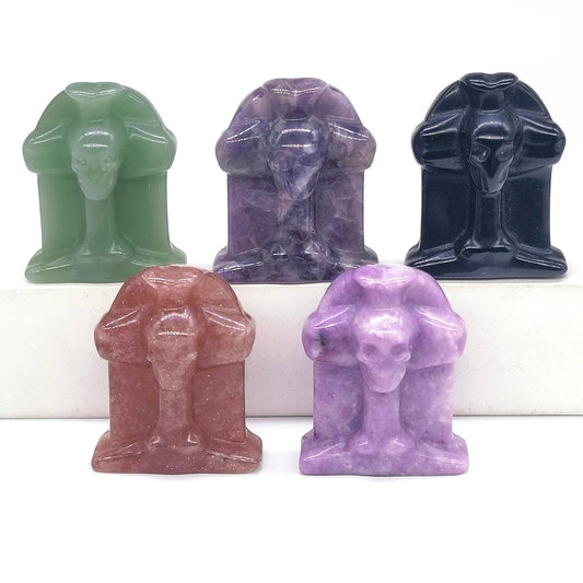 Halloween Foam Tombstone Skull Cross Decoration Natural Stone Crystal Gravestone Carving Reiki Healing Figurine Gemstone Gift