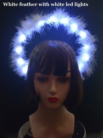 Women Girl LED Glow Light Up Angel Feather Wing Fairy Wings Props Birthday Wedding Party Christmas Halloween Costume Cosplay