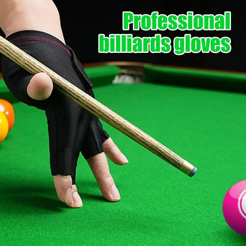 1PC Open Finger Billiard Gloves Antiskid Polyester Snookers Billiard Gloves Adjust Sticker Portable Lightweight Pro Training