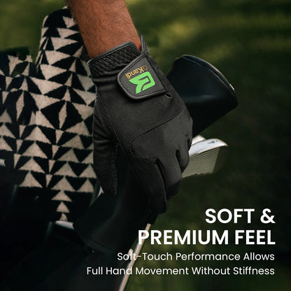 Golf Gloves Men All Weather Anti-Slip Value 2 Pack, Men's Golf Gloves Rain Grip Flexible Durable Left Hand Right