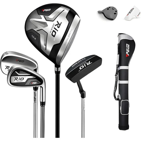 PGM Beginner Golf Clubs Sets Rio for Men 5 Piece Includes Golf Driver, 7 Irons, #52 Sand Wedge