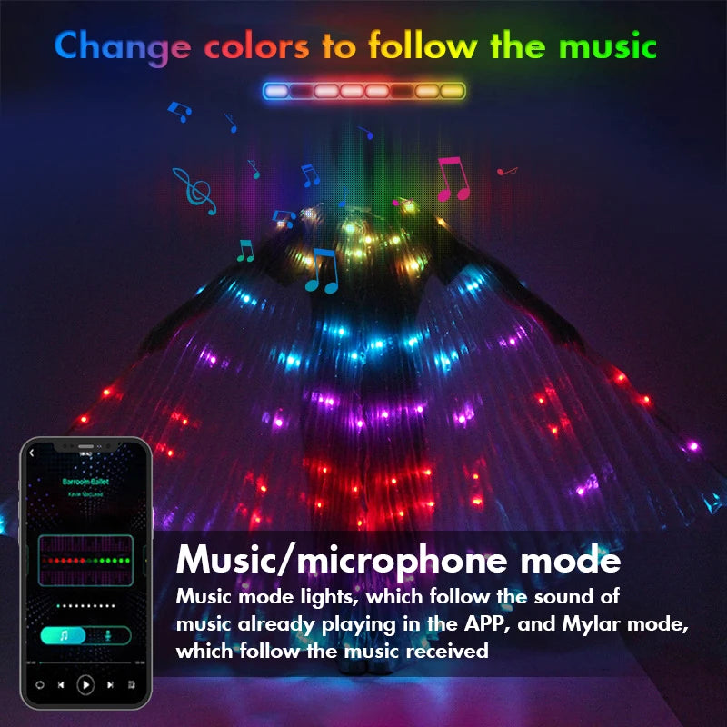 Belly Dance RGB IC LED Wings With Smart Remote Control DIY Colorful Fluorescent Butterfly Costumes Halloween Dress Up for Adults