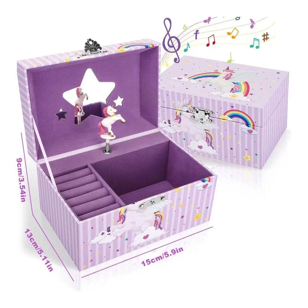 Unicorn Music Box Girl's Jewelry Storage Box With Rotating Unicorn Ballet Bedroom Decoration Birthday Christmas Gifts for Kids
