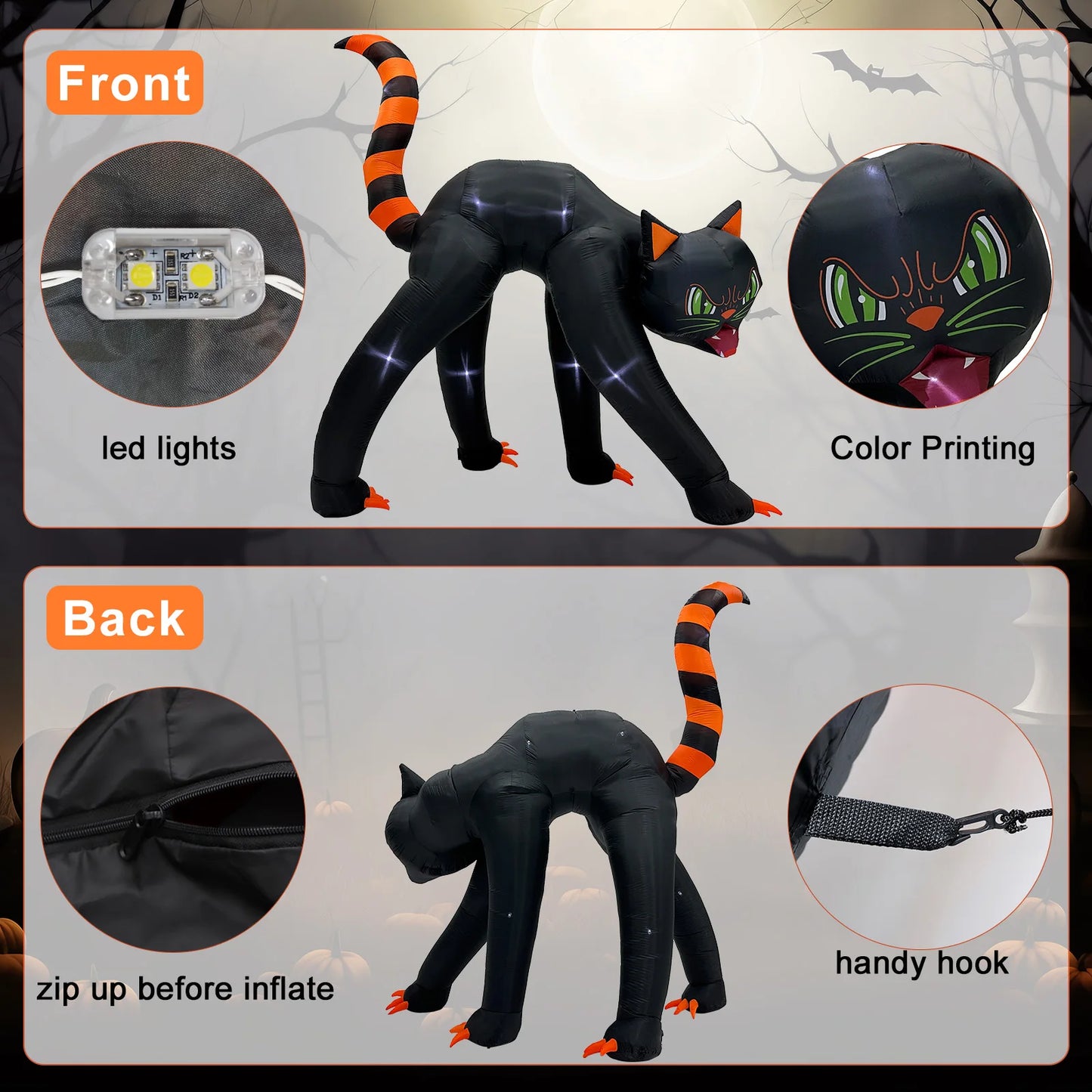 OurWarm 13FT Giant Halloween Inflatables Outdoor Decor Black Cat Inflatable,Black Cat Inflatables Decorations for Outdoor Decor
