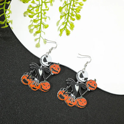 1pair Disney the Nightmare Before Christmas Earrings Jack Skellington Ear Studs for Girls Jewelry Accessories Halloween Gifts