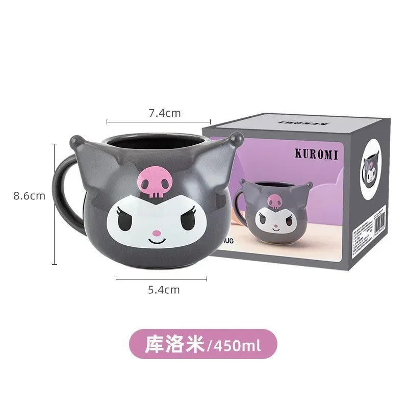 MINISO Sanrio Kuromi Creative Fun Embossed Mug Blanket Bear Yukui Dog Cute Soft Cute Shaped Ceramic Mugs