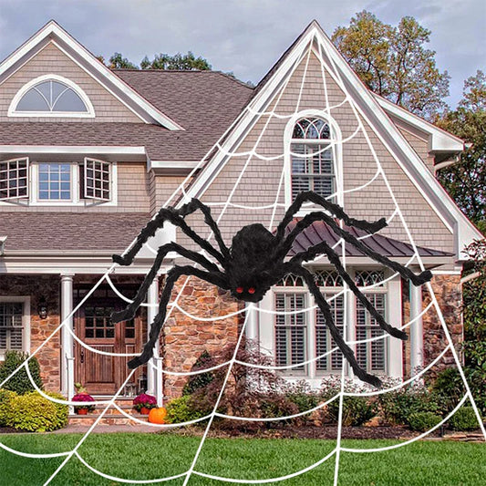Halloween Spider Web Black Fake Outdoor Decoration Supplies Props Day of the Dead Horror Hallowen Home Decor Realistic Spider