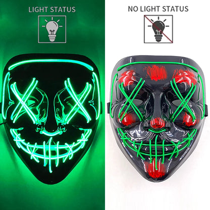 New Designed Glowing Halloween Party Mask Flashing LED Masks EL Neon Light Cosplay Mask Costume Props Glow Party Supplies