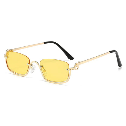 Fashion Small Square Women's Sunglasses Luxury Brand Metal Half Frame Sunglasses Woman Trend 2024 Vintage Black Pink Shades